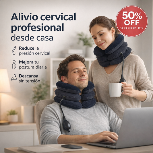 CerviRelief™ - Almohada Ortopédica inflable para cuello.