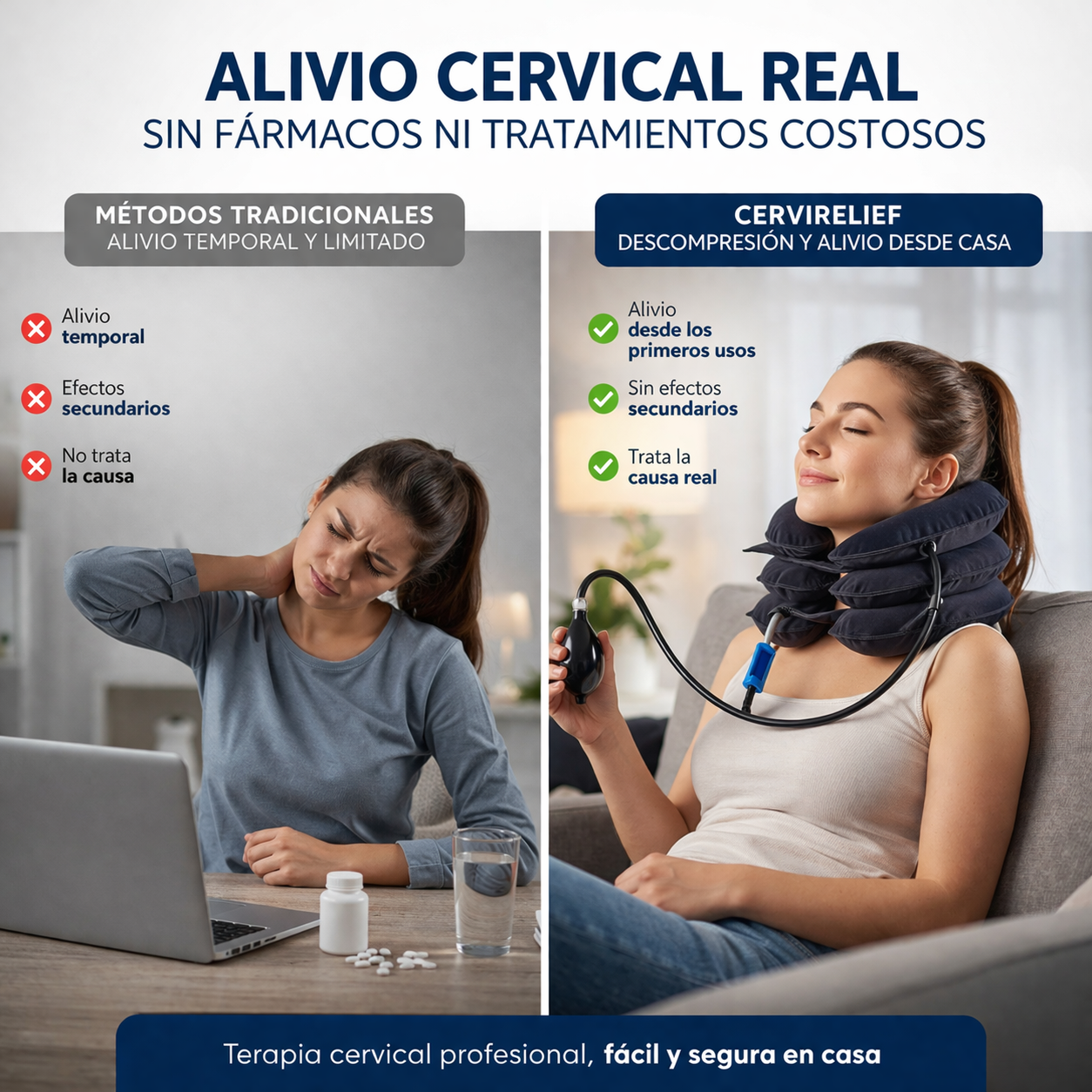 CerviRelief™ - Almohada Ortopédica inflable para cuello.