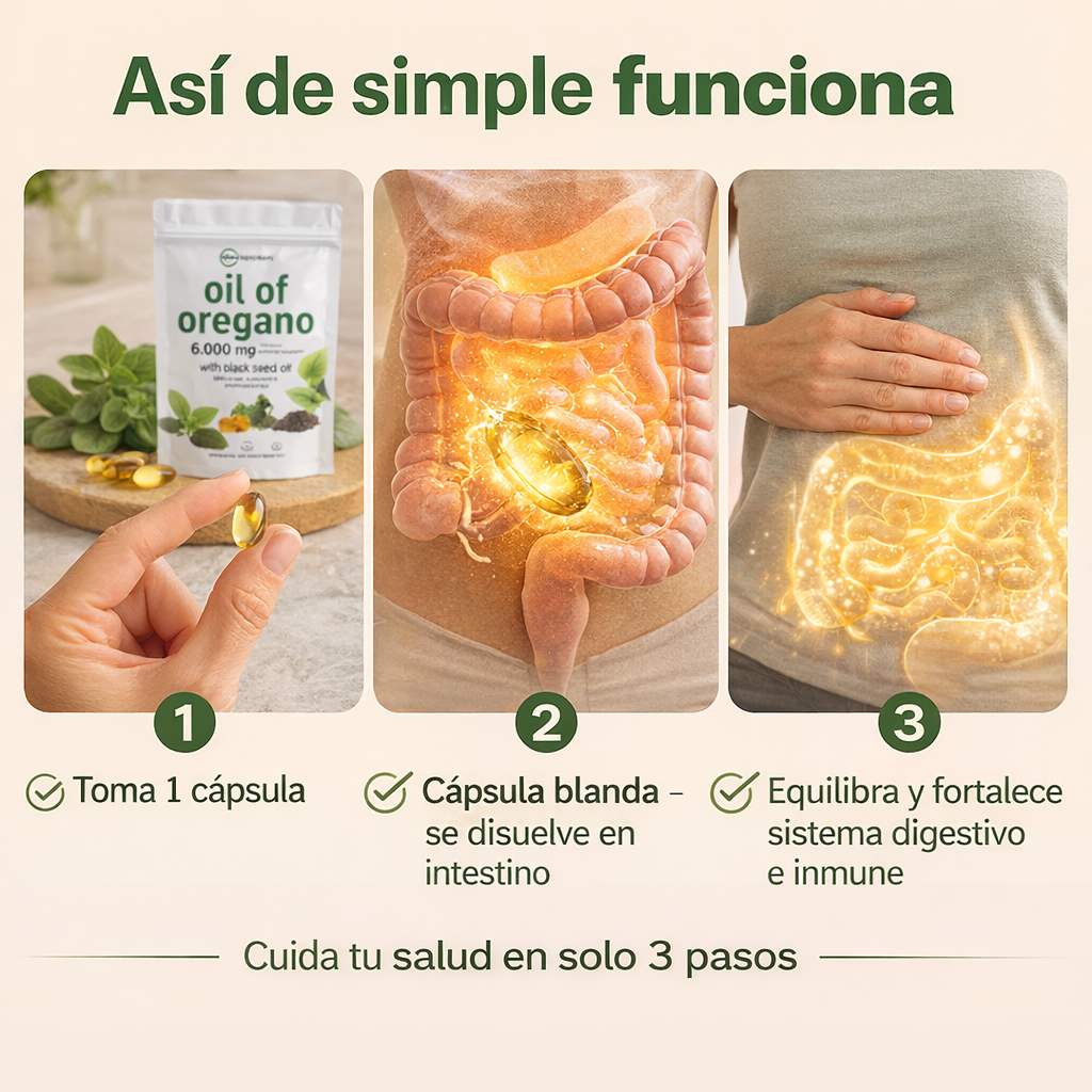 Aceite De Orégano 60 capsulas - Refuerza tu sistema inmune y mejora tu digestión de forma natural