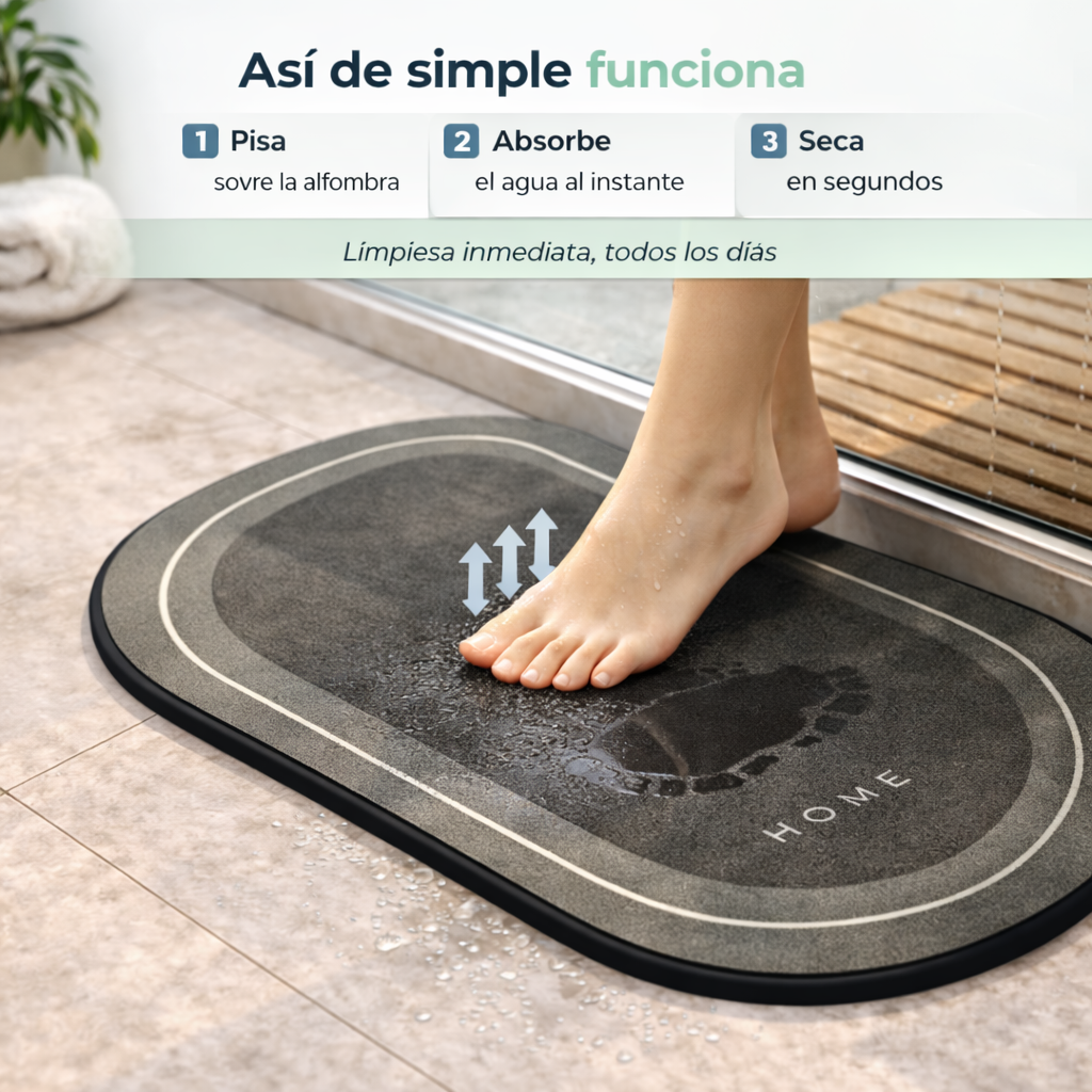 AquaDry™ La alfombra que evita humedad, bacterias y resbalones en tu baño