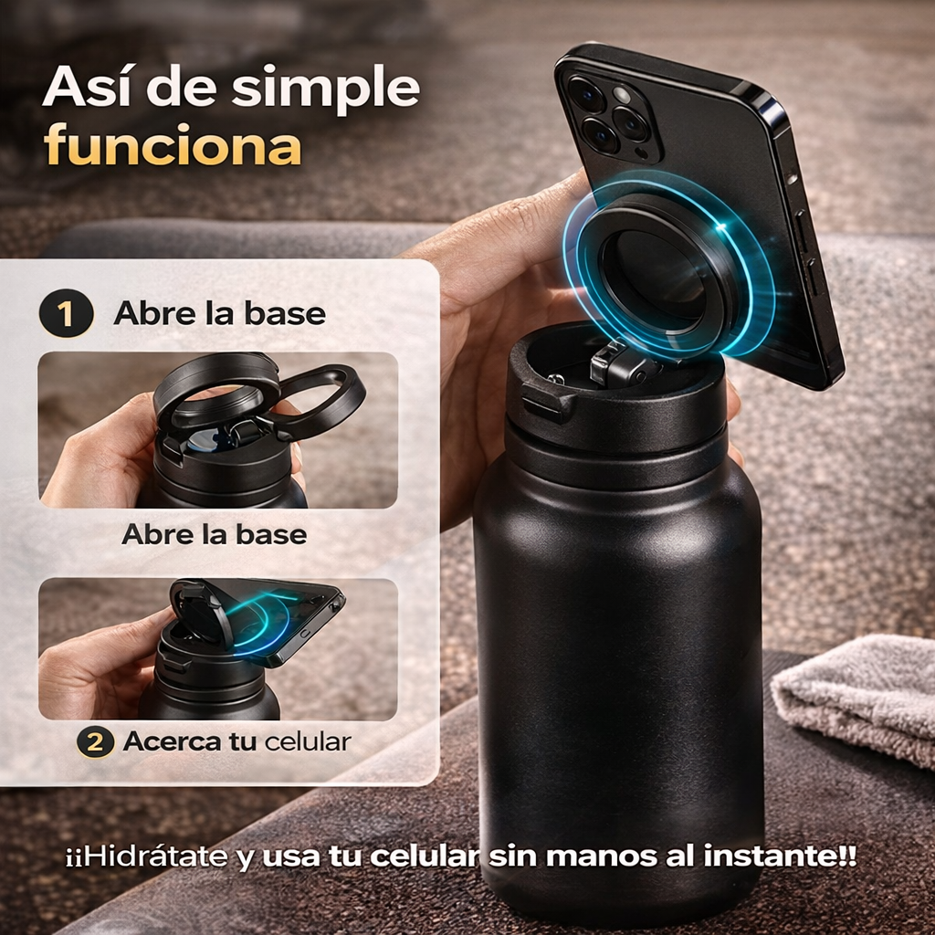 HydraMag™ Bottle Pro  Botella Inteligente con Soporte Magnético 360°