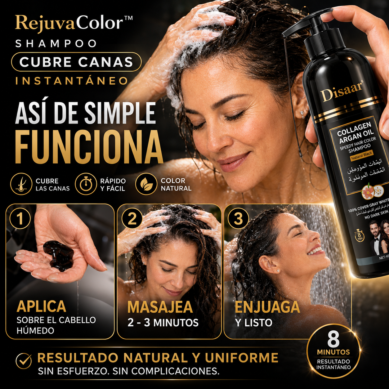 RejuvaColor™ Cubre tus canas en minutos SIN peluquería ni tinturas complicadas