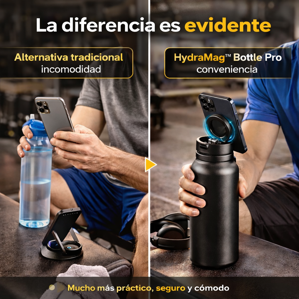HydraMag™ Bottle Pro  Botella Inteligente con Soporte Magnético 360°