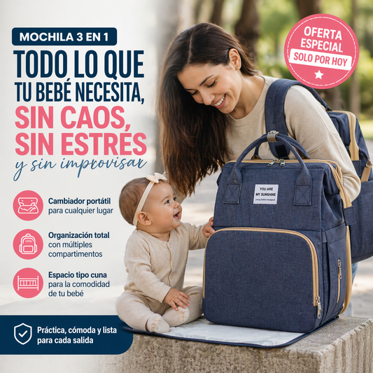 La mochila 3 en 1 que elimina el caos cada vez que sales con tu bebé