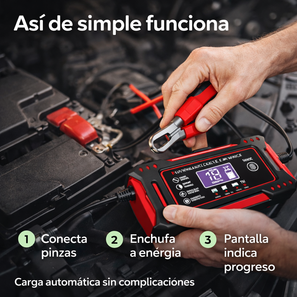 AutoCharge Pro™ – Cargador Inteligente de Batería 12V