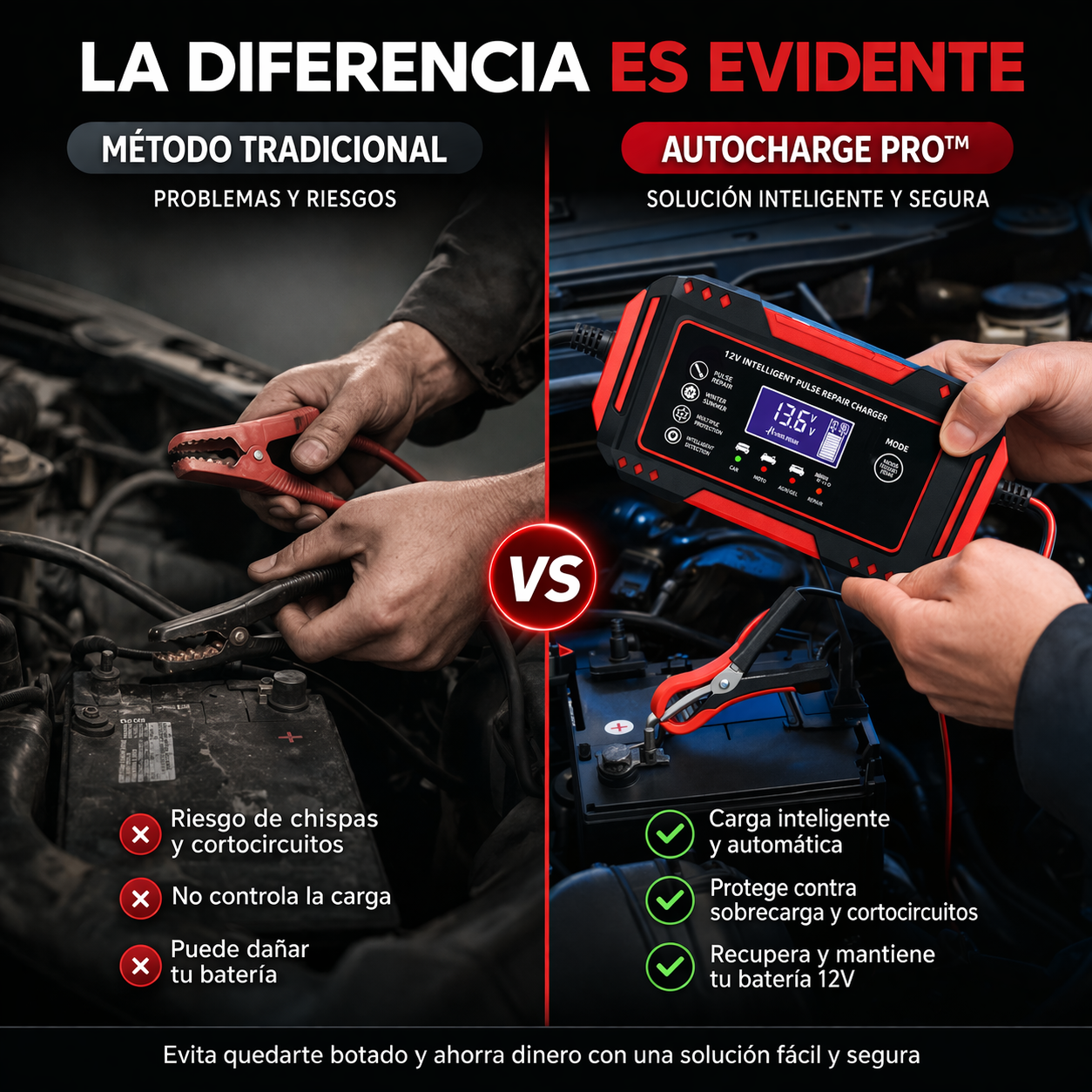 AutoCharge Pro™ – Cargador Inteligente de Batería 12V