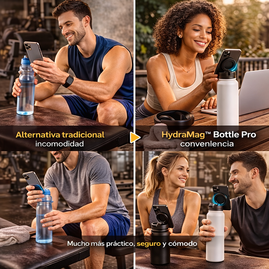 HydraMag™ Bottle Pro  Botella Inteligente con Soporte Magnético 360°