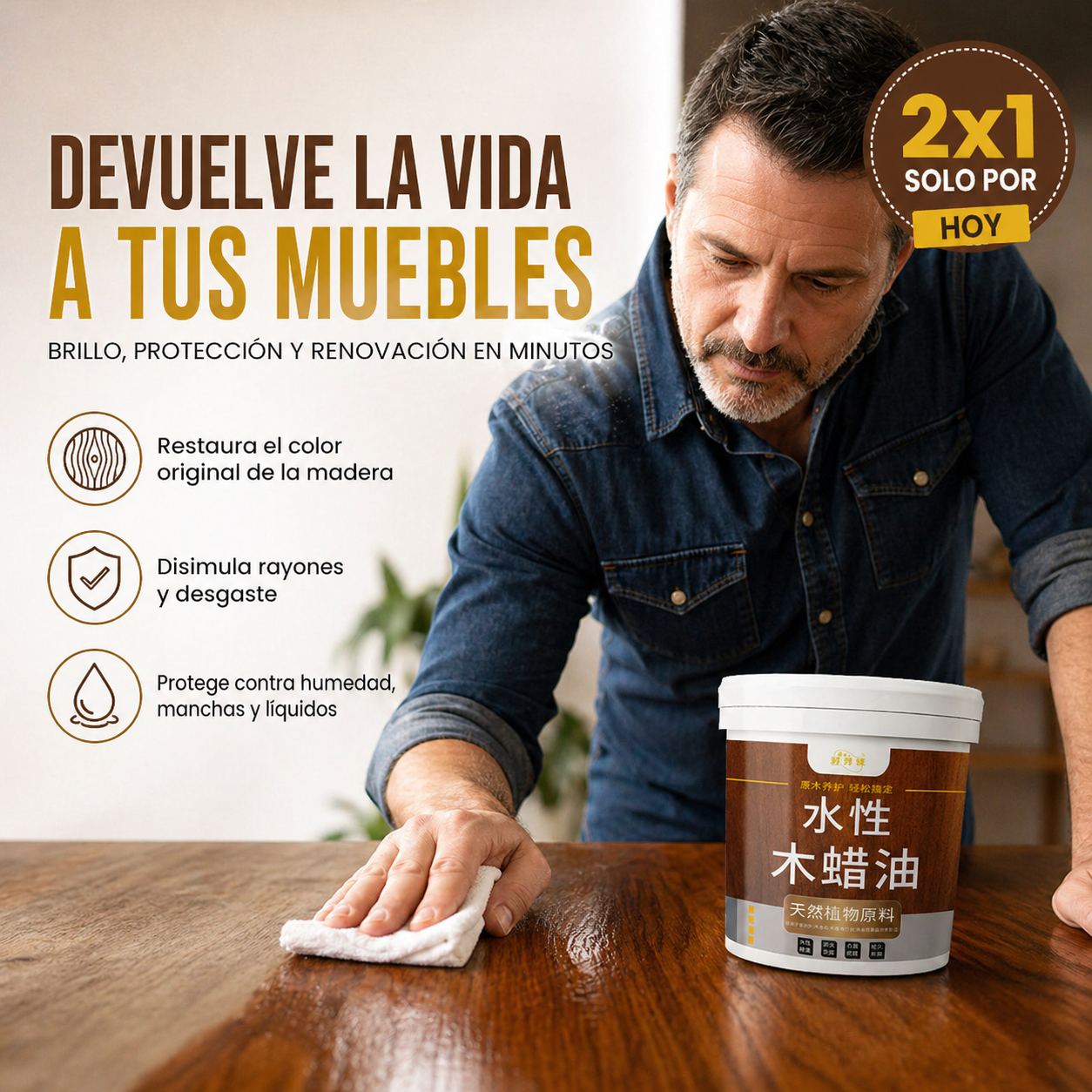 WoodRevive PRO™ – Cera Restauradora 3 en 1 para Madera