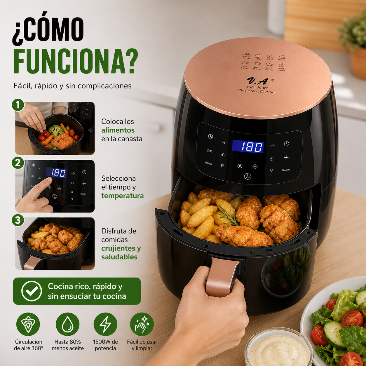AirCrisp Pro 6L™ – Freidora Inteligente Sin Aceite