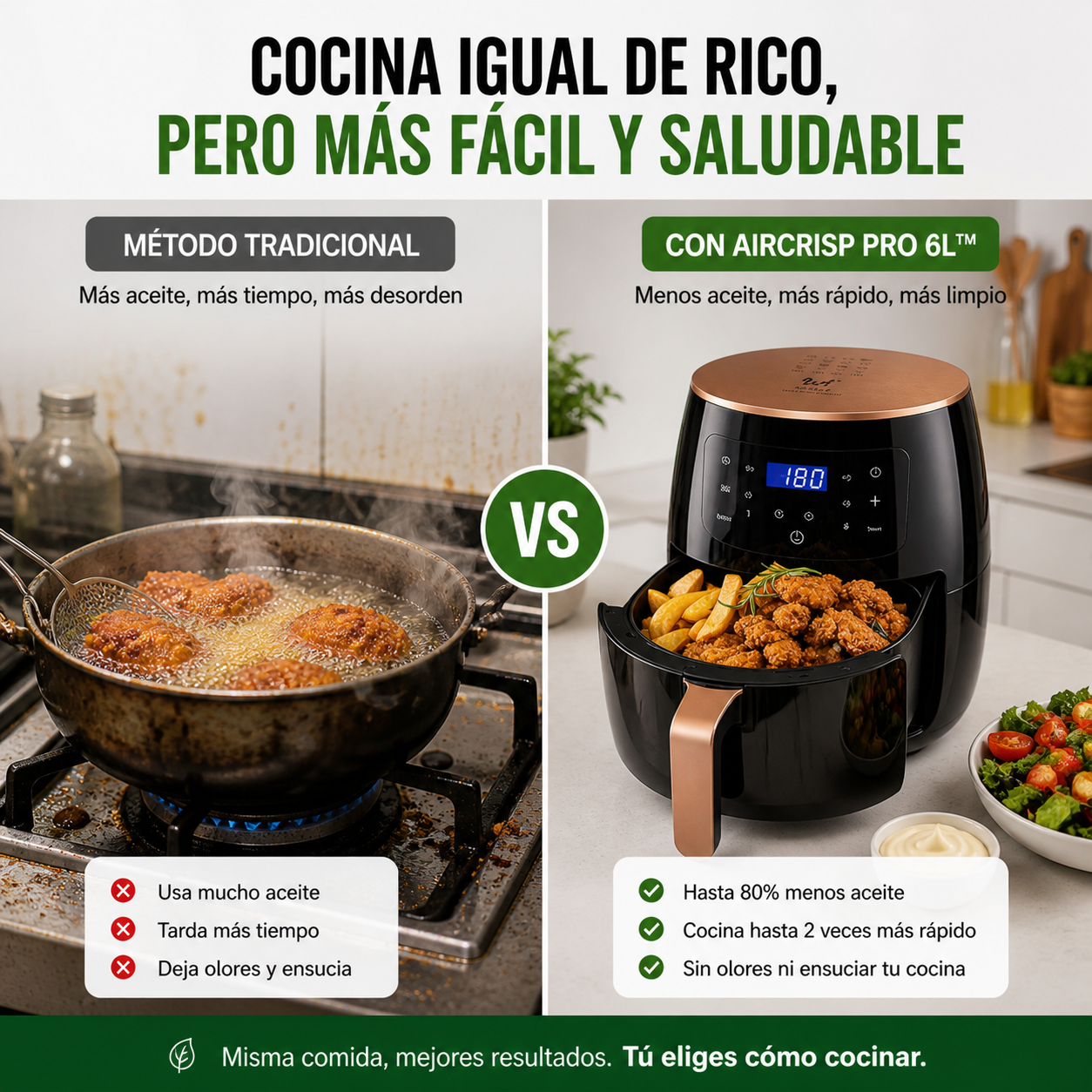 AirCrisp Pro 6L™ – Freidora Inteligente Sin Aceite
